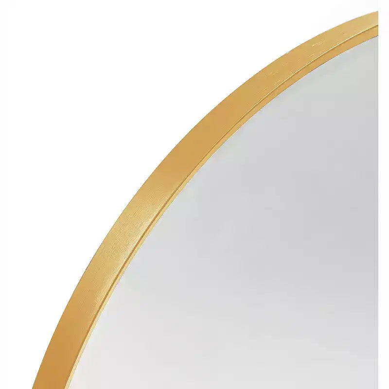 Specchio da parete ad arco dorato per bagno con cornice in metallo
