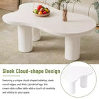 Tavolino da salotto CLIHOME Cloud in stile crema, irregolare, con 3 gambe robuste, elegante tavolino con bordo arrotondato