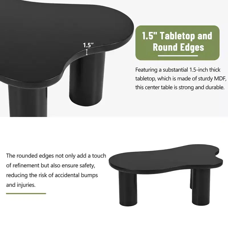 Tavolino da salotto CLIHOME Cloud in stile crema, irregolare, con 3 gambe robuste, elegante tavolino con bordo arrotondato