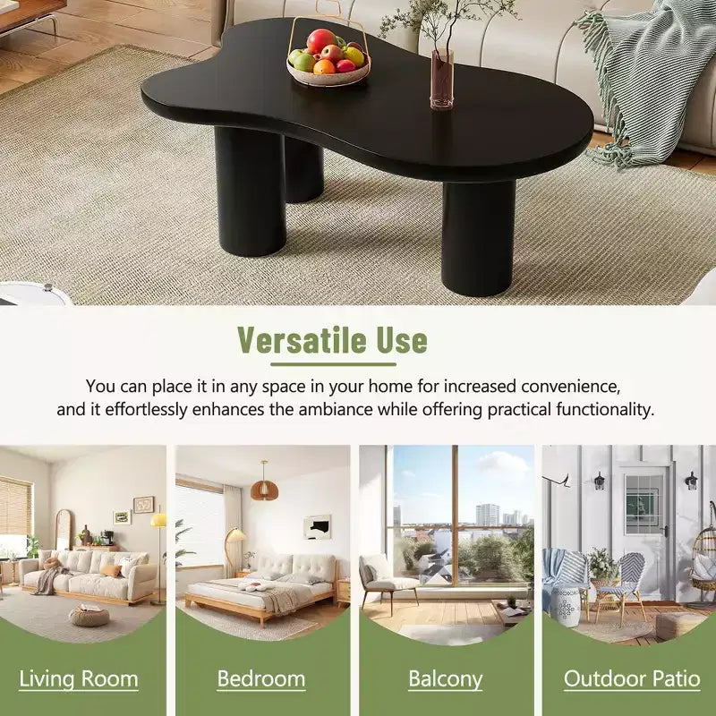 Tavolino da salotto CLIHOME Cloud in stile crema, irregolare, con 3 gambe robuste, elegante tavolino con bordo arrotondato