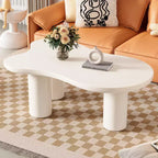Tavolino da salotto CLIHOME Cloud in stile crema, irregolare, con 3 gambe robuste, elegante tavolino con bordo arrotondato