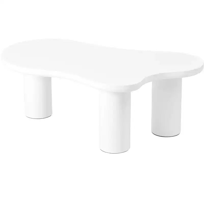 Tavolino da salotto CLIHOME Cloud in stile crema, irregolare, con 3 gambe robuste, elegante tavolino con bordo arrotondato