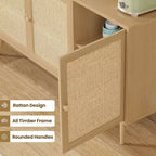PexFix Mobiletto con pannelli laterali e 3 ante in rattan, mobile contenitore da cucina moderno con gambe regolabili