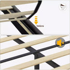 Base letto flottante DobleePy con testiera contenitore, luci LED, stazione di ricarica USB, doghe in legno massello, beige, silenzioso, facile da montare