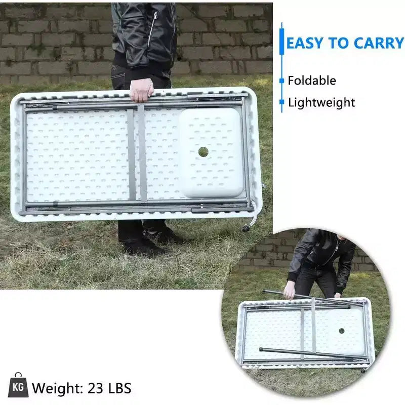 VINGLI Tavolo Pieghevole per la Pulizia di Pesce e Cacciagione per Esterni, Portatile e Resistente, Attacco Standard da Giardino, Tubo di Scarico Migliorato, Bianco