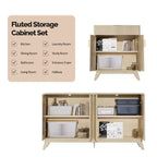 VINGLI Madia/credenza a coste con ante e ripiani regolabili, Mobile contenitore per cucina, Rovere naturale