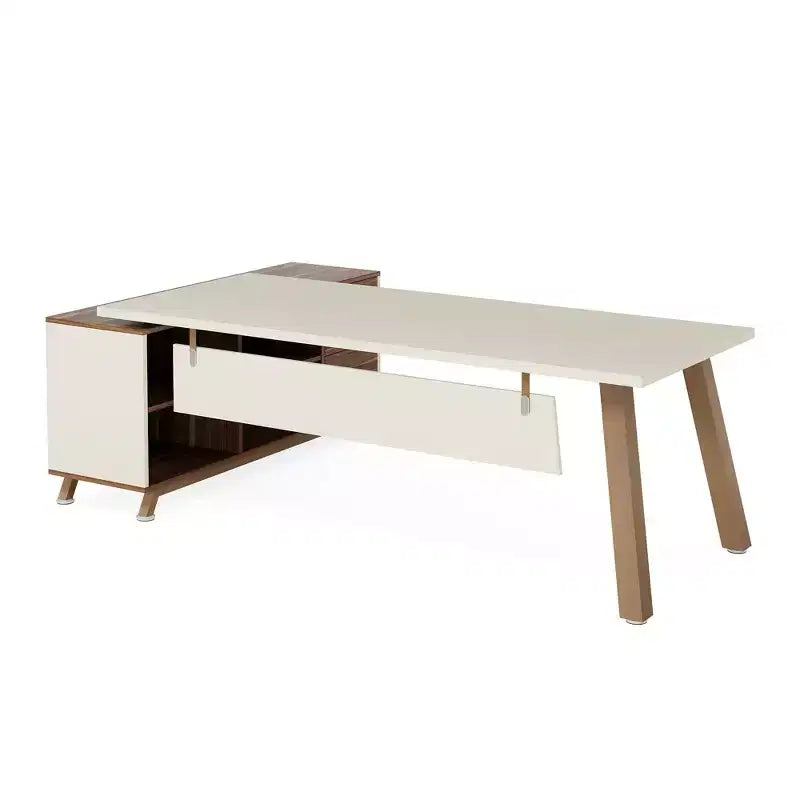 MAYEERTY Scrivania a L Industriale 71L x 55W, in Truciolare di Grado E0, Superficie Antigraffio