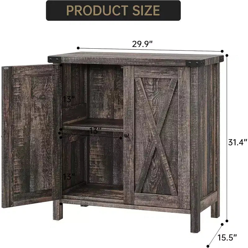 Madia Credenza, Mobile Contenitore Piccolo con Ripiani Regolabili e 2 Ante, Armadietto Console d'Appoggio per Soggiorno