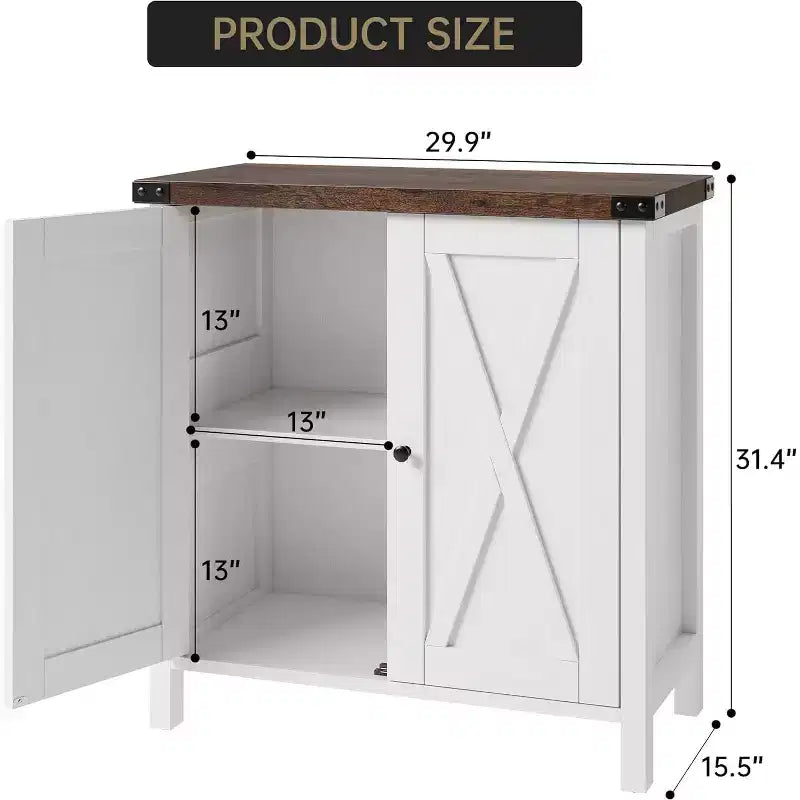 Madia Credenza, Mobile Contenitore Piccolo con Ripiani Regolabili e 2 Ante, Armadietto Console d'Appoggio per Soggiorno