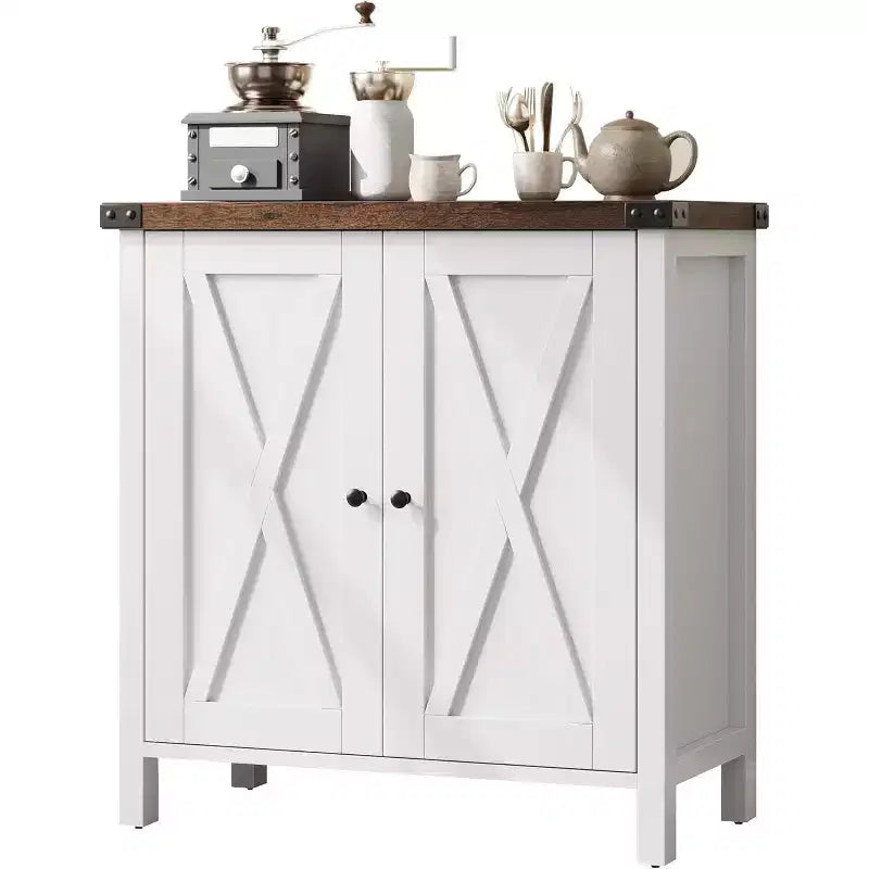 Madia Credenza, Mobile Contenitore Piccolo con Ripiani Regolabili e 2 Ante, Armadietto Console d'Appoggio per Soggiorno