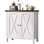 Madia Credenza, Mobile Contenitore Piccolo con Ripiani Regolabili e 2 Ante, Armadietto Console d'Appoggio per Soggiorno