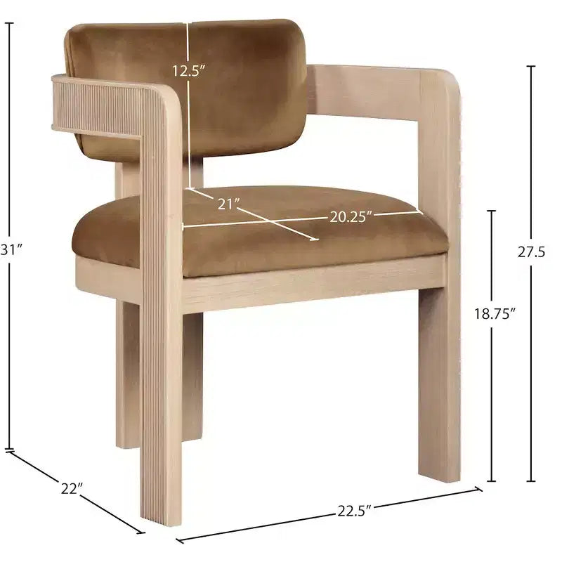 Meridian Furniture, Sedia da Pranzo Sacha in Velluto, Set da 2