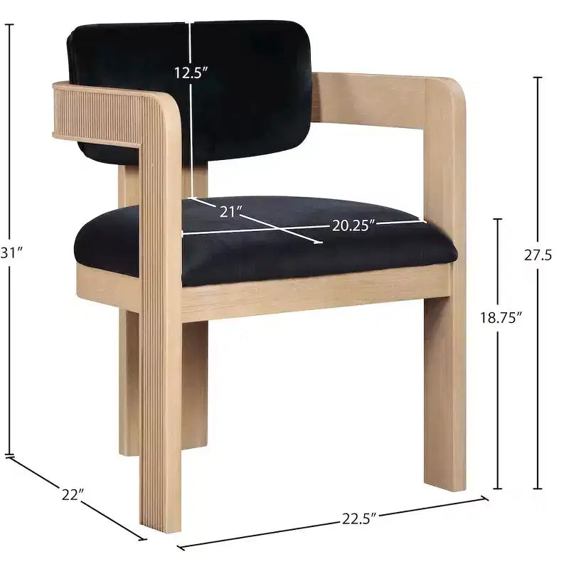 Meridian Furniture, Sedia da Pranzo Sacha in Velluto, Set da 2