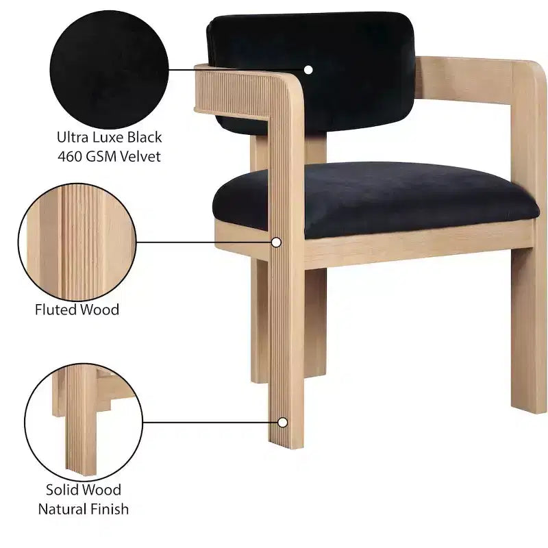 Meridian Furniture, Sedia da Pranzo Sacha in Velluto, Set da 2