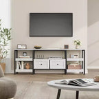 Mobile TV in stile industriale 63 - Porta TV per schermi fino a 65 pollici con 2 cassetti, ripiani aperti e struttura in metallo