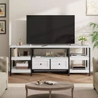 Industrial Style 63 TV Stand - Entertainment Center Holds 65 Screens w/2 Drawers, Open Shelves & Metal Frame