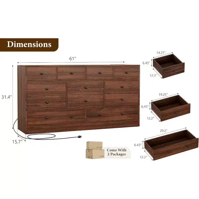 Comò a 12 cassetti, comò nero grande a 6 cassetti per camera da letto, comò e cassettiere in legno per camera da letto, soggiorno