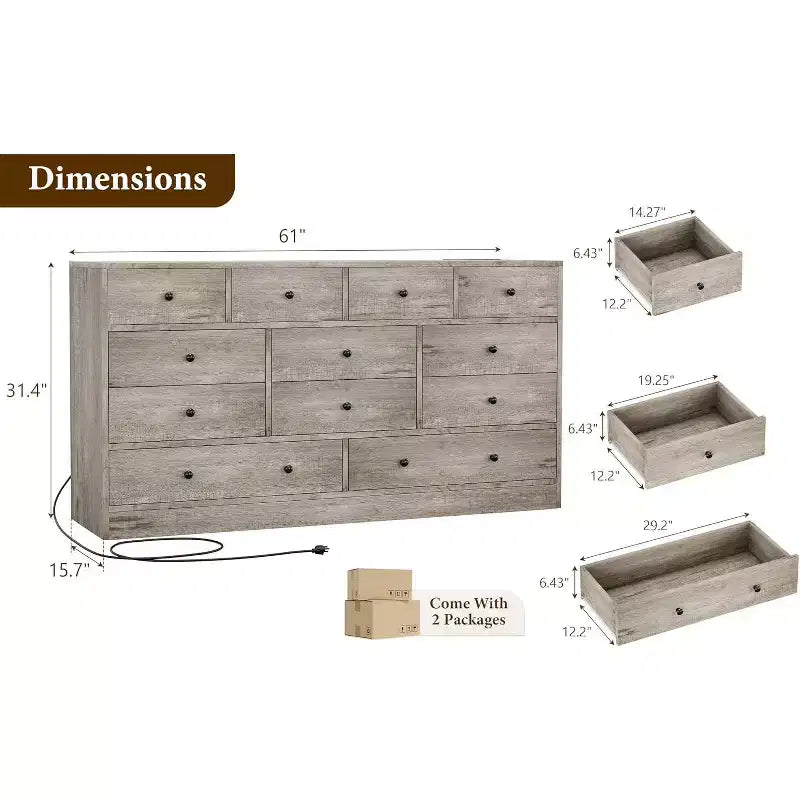 Comò a 12 cassetti, comò nero grande a 6 cassetti per camera da letto, comò e cassettiere in legno per camera da letto, soggiorno