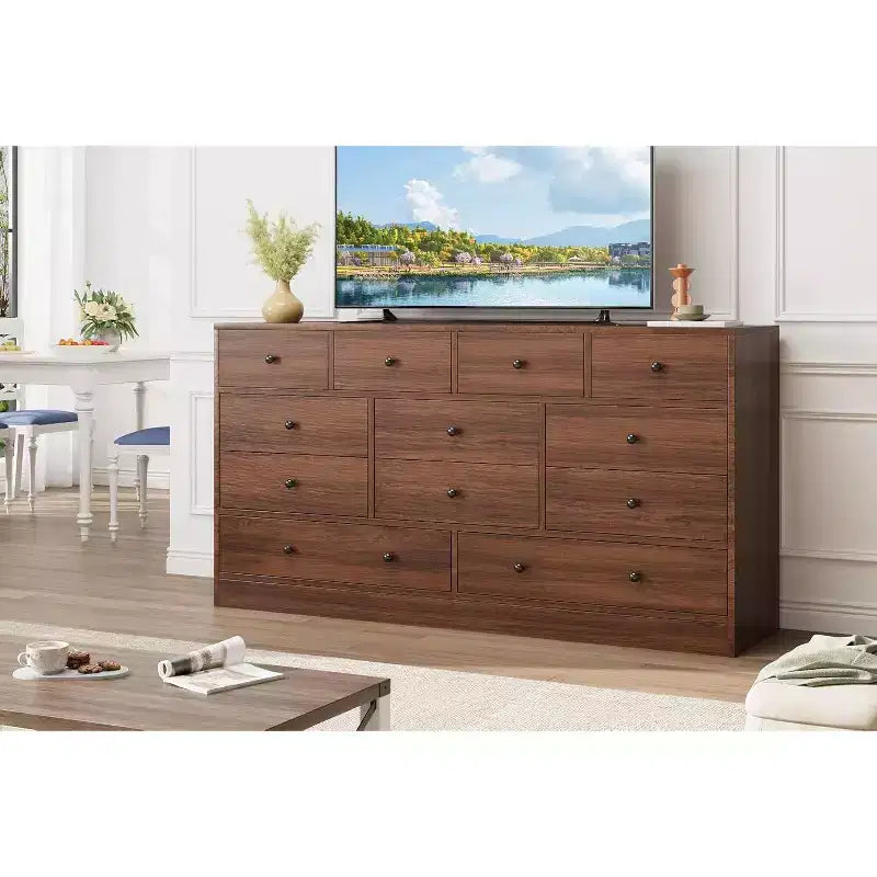 Comò a 12 cassetti, comò nero grande a 6 cassetti per camera da letto, comò e cassettiere in legno per camera da letto, soggiorno