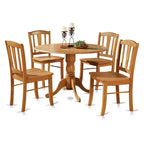 Set da pranzo rotondo HomeStock Dropleaf con 4 sedie, finitura rovere