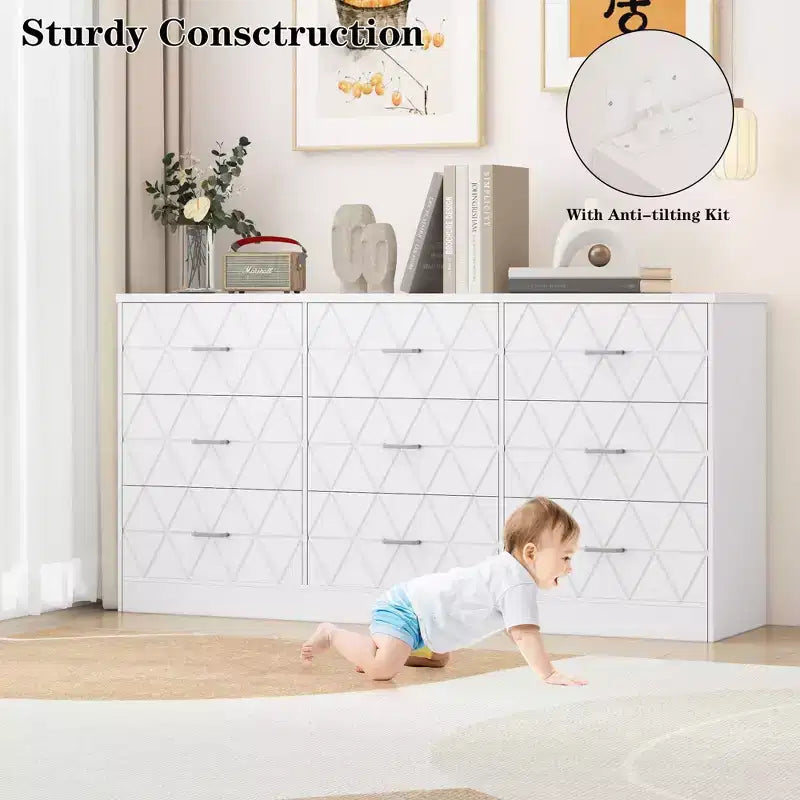 63 Cassettiera per camera da letto con 9 cassetti, comò moderno grande per armadio, organizer portaoggetti