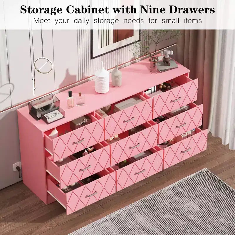 63 Cassettiera per camera da letto con 9 cassetti, comò moderno grande per armadio, organizer portaoggetti
