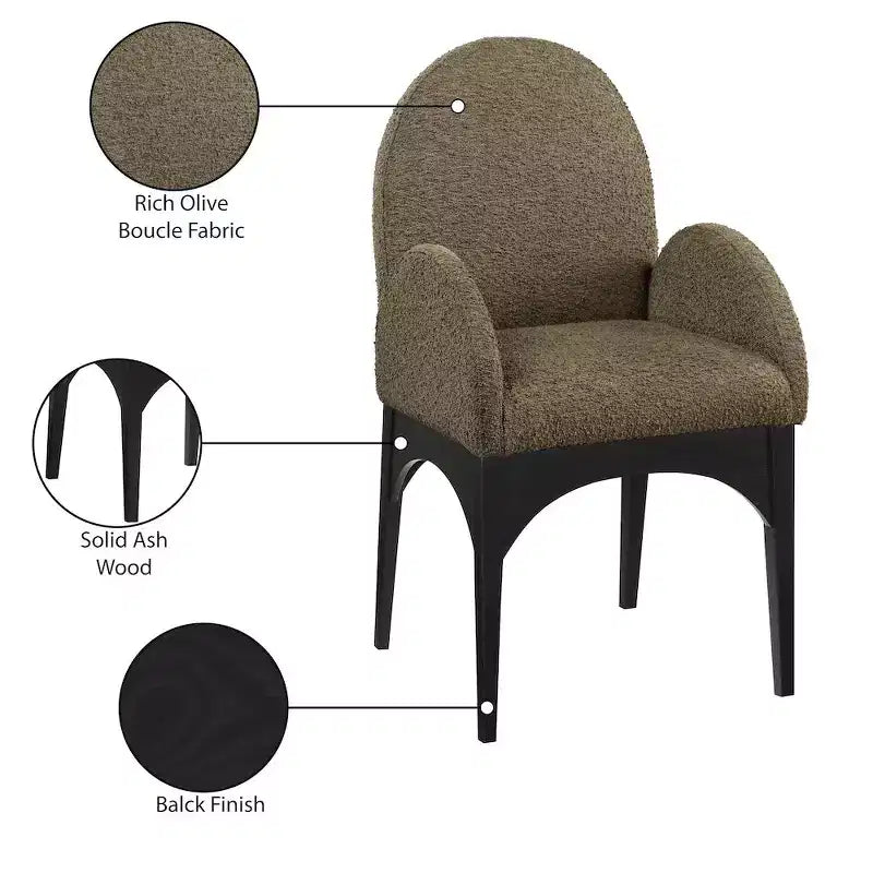 Meridian Furniture, Sedia da pranzo Waldorf in tessuto Bouclé