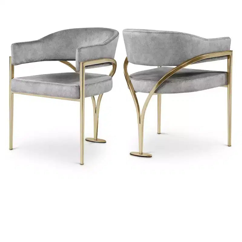 Meridian Furniture, Sedia da pranzo Madelyn in velluto, Set da 2