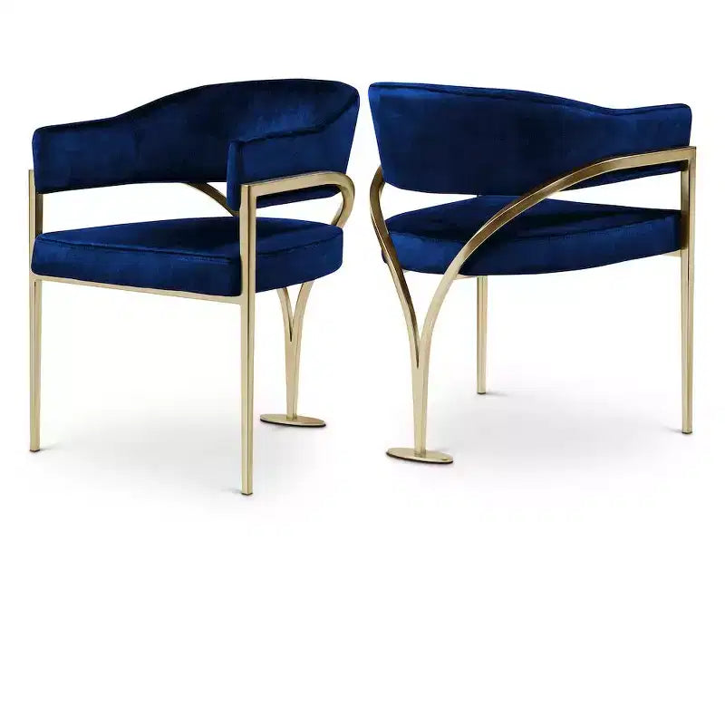 Meridian Furniture, Sedia da pranzo Madelyn in velluto, Set da 2