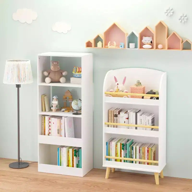 Libreria per bambini, Scaffale a 3 ripiani, Organizer per libri, Organizer per mobiletto porta giocattoli, Bianco