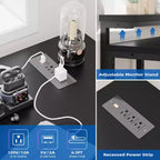 Scrivania a L reversibile da 54 pollici, scrivania angolare per computer, supporto per monitor, prese di corrente, luci LED, per casa, ufficio, camera da letto