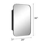 Mobiletto portamedicine da bagno rettangolare nero con specchio, 36 * 24 pollici