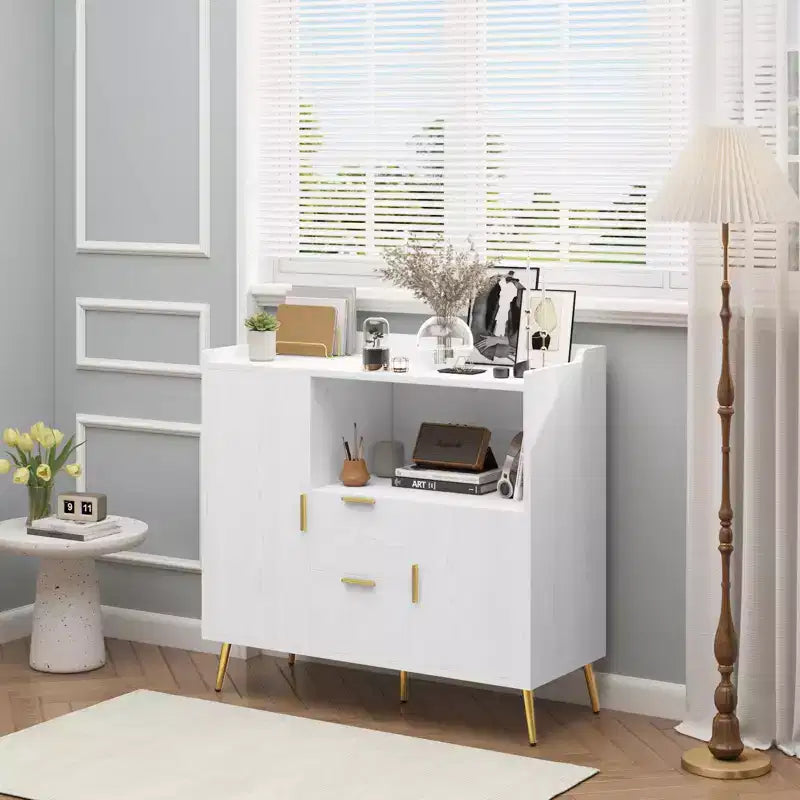 Mobile da Cucina a Microonde da 40 pollici, Credenza a Buffet, Mobile Contenitore, Mobile Bar per Caffè con Ripiani Regolabili, 2 Cassetti e 2 Ante, per la Casa