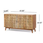 Christopher Knight Home Grimsley, Credenza/Mobile Contenitore in Legno di Acacia con Ripiani e 2 Ante