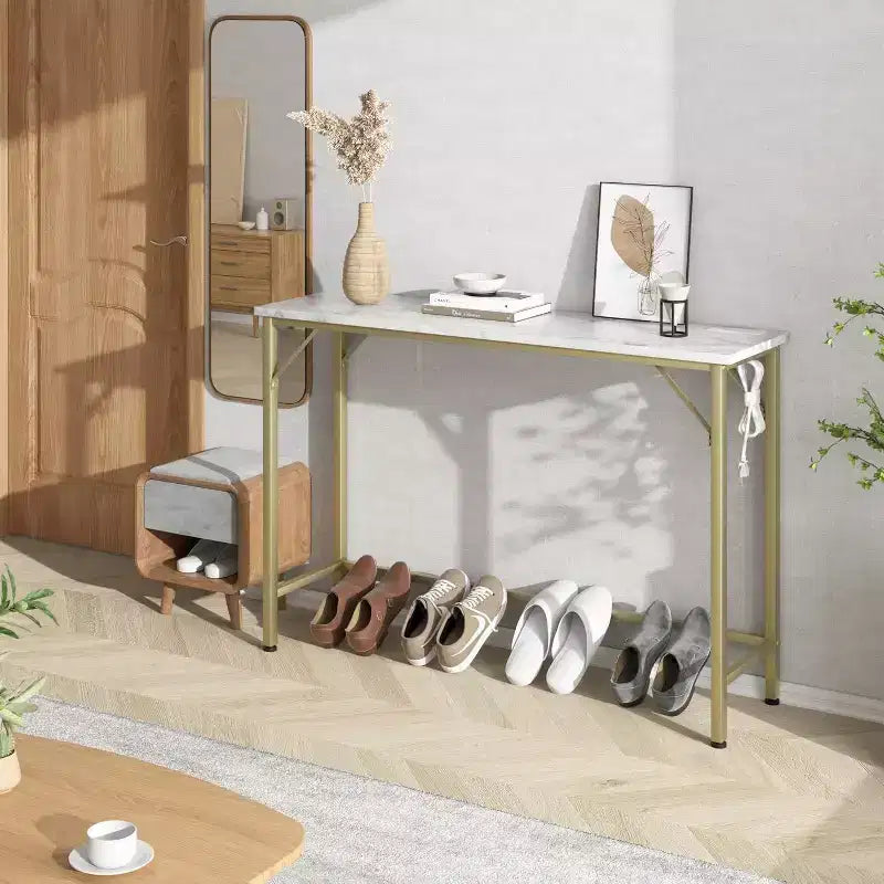 Acekool Tavolino consolle moderno con caricabatterie integrato, tavolo da ingresso, tavolino da divano con USB/prese