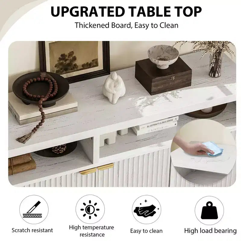Madia credenza scanalata da 65,8 pollici con 4 ante, mobile contenitore moderno per cucina, sala da pranzo, soggiorno, ingresso