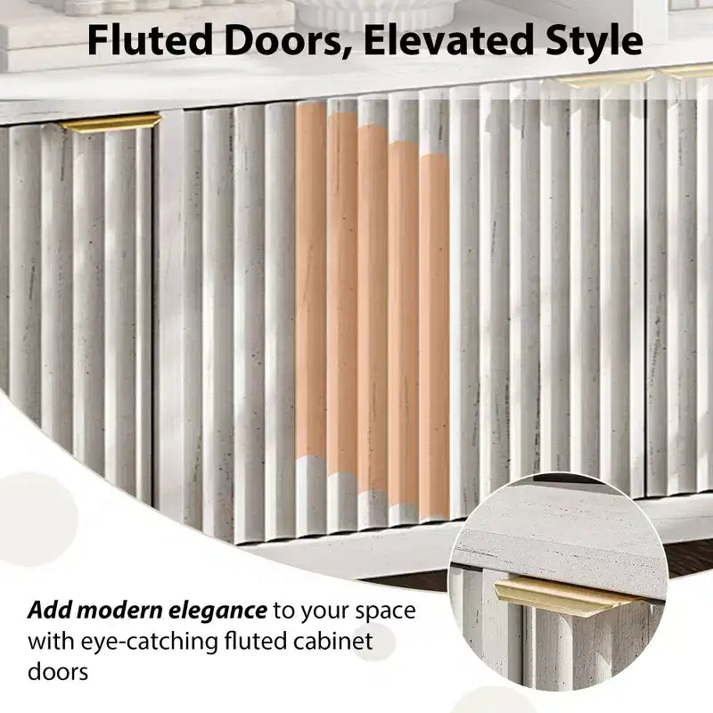 Madia credenza scanalata da 65,8 pollici con 4 ante, mobile contenitore moderno per cucina, sala da pranzo, soggiorno, ingresso