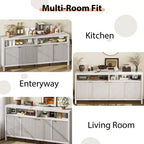 Madia credenza scanalata da 65,8 pollici con 4 ante, mobile contenitore moderno per cucina, sala da pranzo, soggiorno, ingresso
