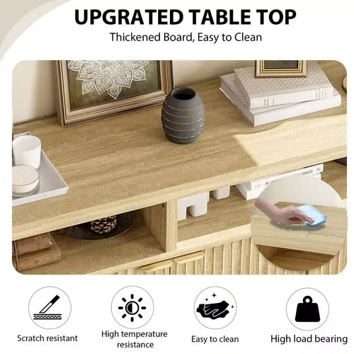 Madia credenza scanalata da 65,8 pollici con 4 ante, mobile contenitore moderno per cucina, sala da pranzo, soggiorno, ingresso
