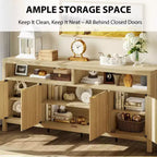 Madia credenza scanalata da 65,8 pollici con 4 ante, mobile contenitore moderno per cucina, sala da pranzo, soggiorno, ingresso
