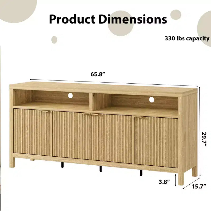 Madia credenza scanalata da 65,8 pollici con 4 ante, mobile contenitore moderno per cucina, sala da pranzo, soggiorno, ingresso