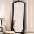 PexFix 28 in. W x 67 in. H Rustic Arched Solid Wood Framed DIY Carved Full Length Mirror in Black