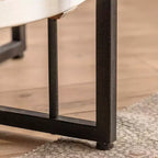 Tavolino a 2 ripiani Maxax con contenitore, tavolino da appoggio con struttura superiore in vetro per arredamento camera da letto, patio
