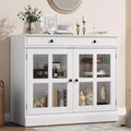 Sideboard Buffet Cabinets with Glass Door, 35.4 Sideboard with Storage Drawer, Adaptable Design