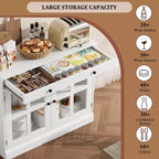 Credenze a Buffet con Anta in Vetro, Credenza da 35,4" con Cassetto Contenitore, Design Adattabile
