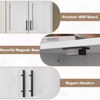 Dispensa da Cucina, Armadio a 4 Ante con Supporto per Microonde e Cassetto, Ripiano Regolabile, Grigio