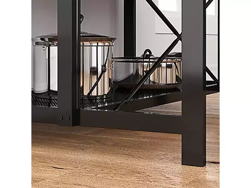 Isola da Cucina da 42" - Mobile per Microonde e Scaffale per Panettiere con Scaffali a 3 Livelli, 5 Ganci e Piano Rimovibile (Naturale)
