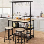 Isola da Cucina da 42" - Mobile per Microonde e Scaffale per Panettiere con Scaffali a 3 Livelli, 5 Ganci e Piano Rimovibile (Naturale)