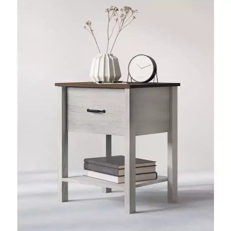 Comodino Home Design Sana, rovere bianco