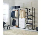HomeStock Sistema Armadio in Composito di Legno Bianco da 197.3 cm H x 281.9 cm L per Organizzazione Universale con Cestini